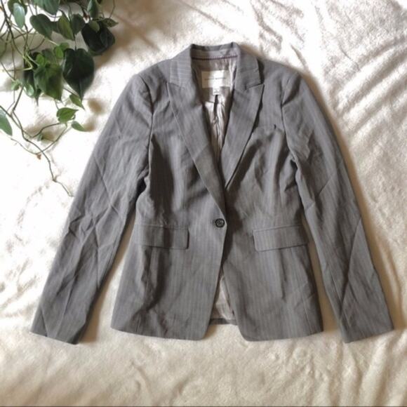 Banana Republic Grey Wool Pinstripe Blazer Jacket - Picture 1 of 5